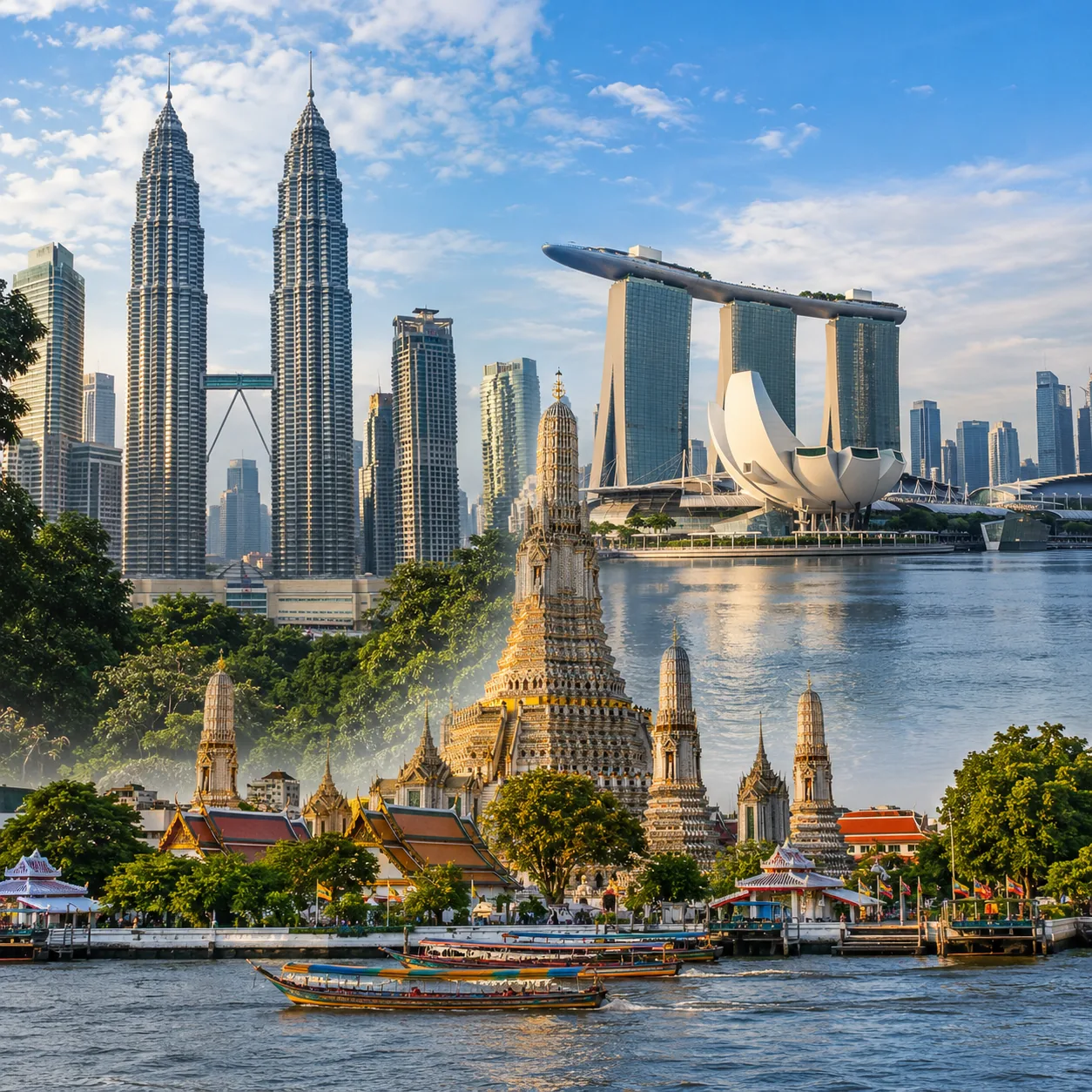 Foto perjalanan tiga negara Malaysia, Singapura, dan Thailand